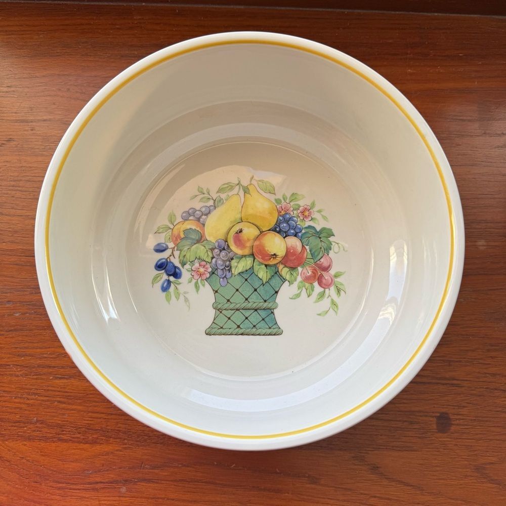 Vintage Villeroy & Boch Fruit Basket Bowl Design with Yellow Rim Made in Germany